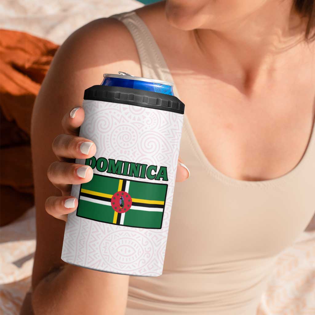 Dominica Flag 4 in 1 Can Cooler Tumbler Tribal Turtle Pattern Red and White with Island Stars Design - Wonder Print Shop