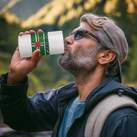 Dominica Flag 4 in 1 Can Cooler Tumbler Tribal Turtle Pattern Red and White with Island Stars Design - Wonder Print Shop