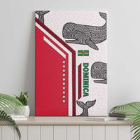 Dominica Flag Canvas Wall Art Tribal Turtle Pattern Red and White with Island Stars Design - Wonder Print Shop