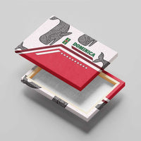 Dominica Flag Canvas Wall Art Tribal Turtle Pattern Red and White with Island Stars Design - Wonder Print Shop