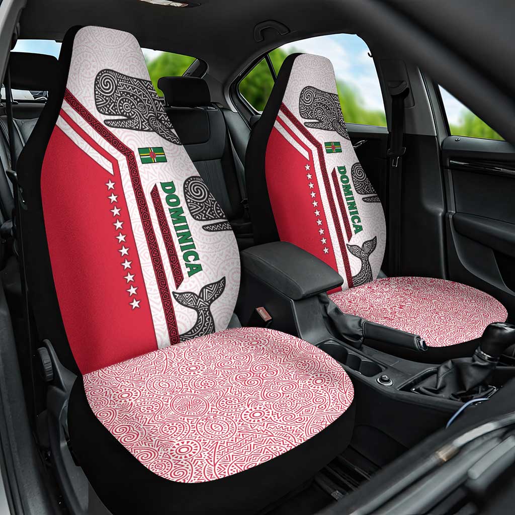 Dominica Flag Car Seat Cover Tribal Turtle Pattern Red and White with Island Stars Design - Wonder Print Shop
