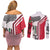Dominica Flag Couples Matching Off Shoulder Short Dress and Long Sleeve Button Shirt Tribal Turtle Pattern Red and White with Island Stars Design - Wonder Print Shop
