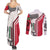 Dominica Flag Couples Matching Summer Maxi Dress and Long Sleeve Button Shirt Tribal Turtle Pattern Red and White with Island Stars Design - Wonder Print Shop