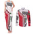 Dominica Flag Couples Matching Tank Maxi Dress and Long Sleeve Button Shirt Tribal Turtle Pattern Red and White with Island Stars Design - Wonder Print Shop