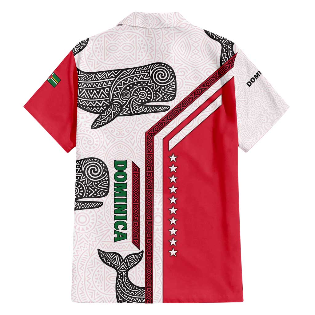 Dominica Flag Family Matching Long Sleeve Bodycon Dress and Hawaiian Shirt Tribal Turtle Pattern Red and White with Island Stars Design - Wonder Print Shop