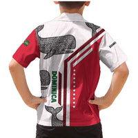 Dominica Flag Family Matching Mermaid Dress and Hawaiian Shirt Tribal Turtle Pattern Red and White with Island Stars Design - Wonder Print Shop