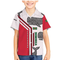 Dominica Flag Family Matching Mermaid Dress and Hawaiian Shirt Tribal Turtle Pattern Red and White with Island Stars Design - Wonder Print Shop
