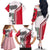 Dominica Flag Family Matching Off The Shoulder Long Sleeve Dress and Hawaiian Shirt Tribal Turtle Pattern Red and White with Island Stars Design - Wonder Print Shop