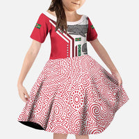 Dominica Flag Family Matching Off Shoulder Maxi Dress and Hawaiian Shirt Tribal Turtle Pattern Red and White with Island Stars Design - Wonder Print Shop