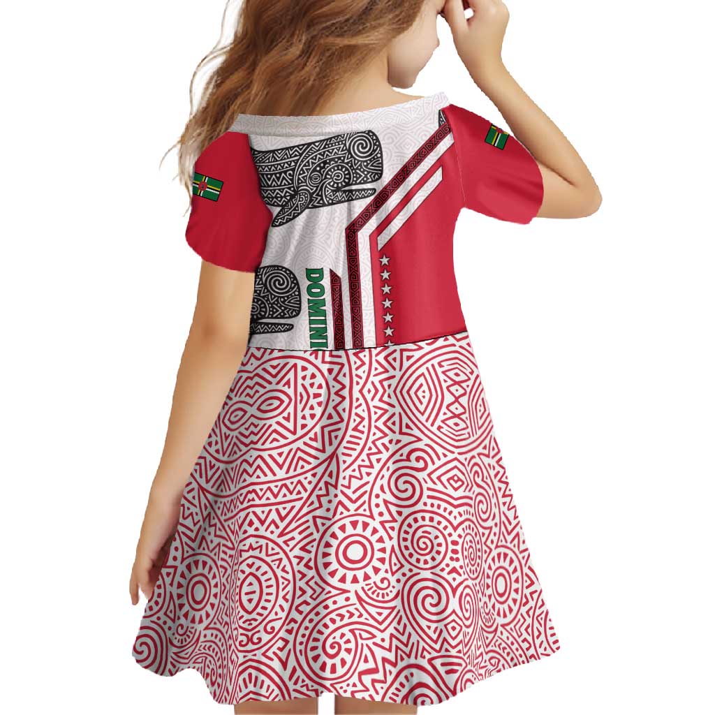 Dominica Flag Family Matching Off Shoulder Maxi Dress and Hawaiian Shirt Tribal Turtle Pattern Red and White with Island Stars Design - Wonder Print Shop