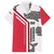 Dominica Flag Family Matching Off Shoulder Short Dress and Hawaiian Shirt Tribal Turtle Pattern Red and White with Island Stars Design - Wonder Print Shop