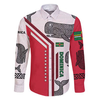 Dominica Flag Family Matching Summer Maxi Dress and Hawaiian Shirt Tribal Turtle Pattern Red and White with Island Stars Design - Wonder Print Shop