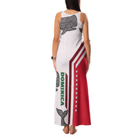 Dominica Flag Family Matching Tank Maxi Dress and Hawaiian Shirt Tribal Turtle Pattern Red and White with Island Stars Design - Wonder Print Shop