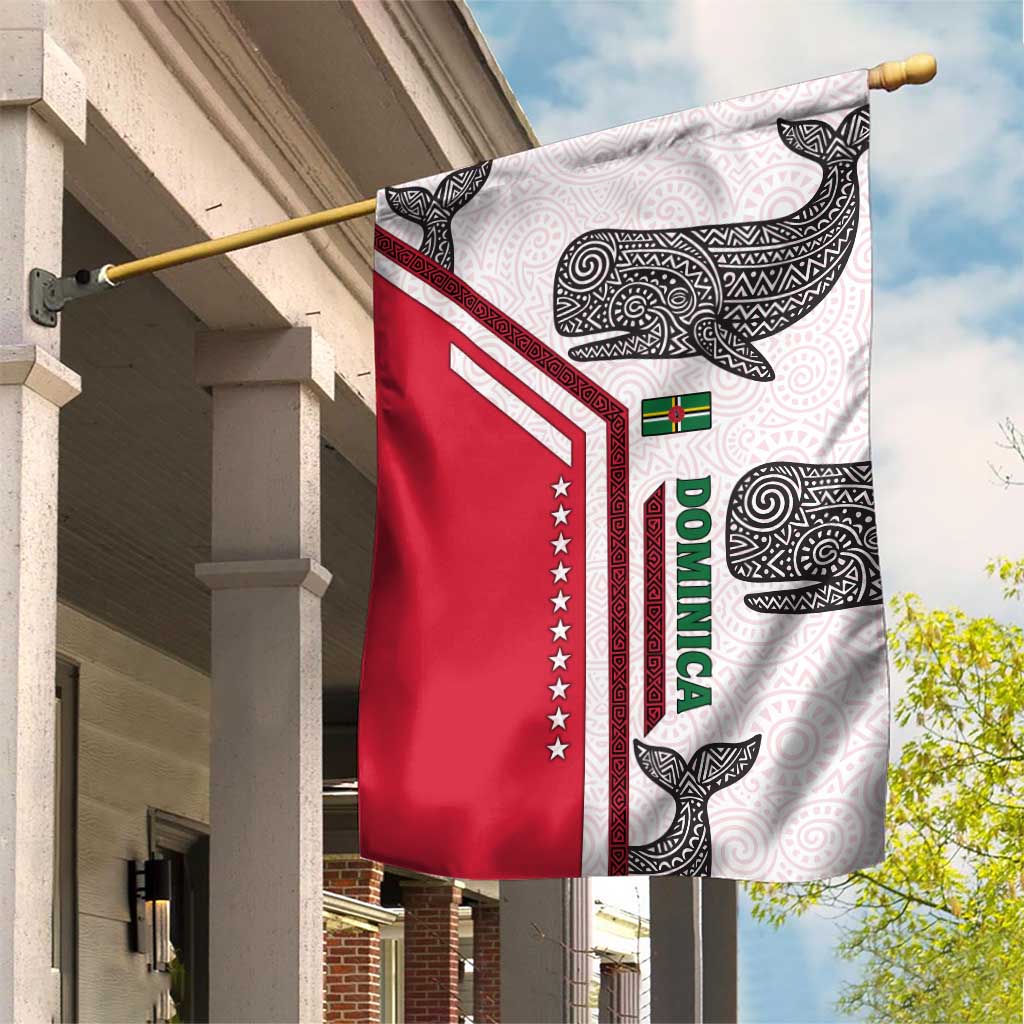 Dominica Flag Garden Flag Tribal Turtle Pattern Red and White with Island Stars Design - Wonder Print Shop