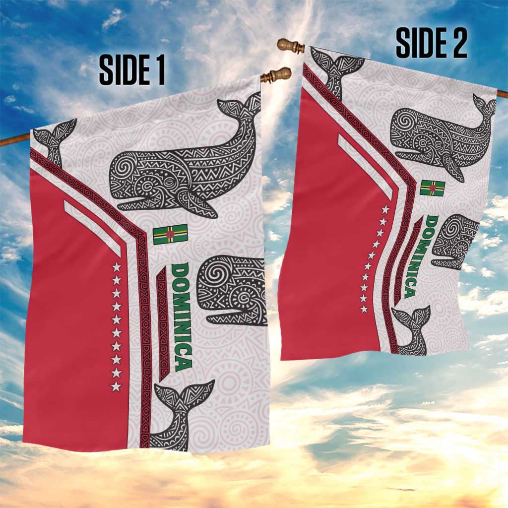 Dominica Flag Garden Flag Tribal Turtle Pattern Red and White with Island Stars Design - Wonder Print Shop