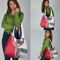 Dominica Flag Grocery Bag Tribal Turtle Pattern Red and White with Island Stars Design - Wonder Print Shop