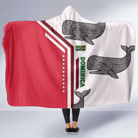 Dominica Flag Hooded Blanket Tribal Turtle Pattern Red and White with Island Stars Design - Wonder Print Shop