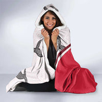 Dominica Flag Hooded Blanket Tribal Turtle Pattern Red and White with Island Stars Design - Wonder Print Shop