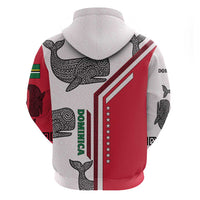 Dominica Flag Hoodie Tribal Turtle Pattern Red and White with Island Stars Design - Wonder Print Shop