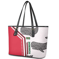 Dominica Flag Leather Tote Bag Tribal Turtle Pattern Red and White with Island Stars Design - Wonder Print Shop