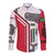 Dominica Flag Long Sleeve Button Shirt Tribal Turtle Pattern Red and White with Island Stars Design - Wonder Print Shop