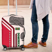 Dominica Flag Luggage Cover Tribal Turtle Pattern Red and White with Island Stars Design - Wonder Print Shop