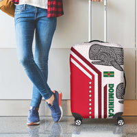 Dominica Flag Luggage Cover Tribal Turtle Pattern Red and White with Island Stars Design - Wonder Print Shop