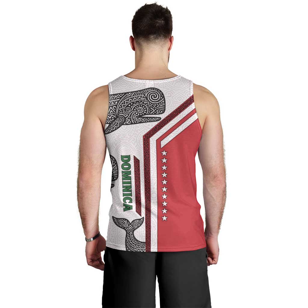 Dominica Flag Men Tank Top Tribal Turtle Pattern Red and White with Island Stars Design - Wonder Print Shop