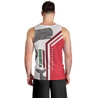 Dominica Flag Men Tank Top Tribal Turtle Pattern Red and White with Island Stars Design - Wonder Print Shop