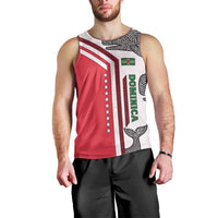 Dominica Flag Men Tank Top Tribal Turtle Pattern Red and White with Island Stars Design - Wonder Print Shop