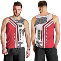 Dominica Flag Men Tank Top Tribal Turtle Pattern Red and White with Island Stars Design - Wonder Print Shop