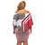 Dominica Flag Off Shoulder Short Dress Tribal Turtle Pattern Red and White with Island Stars Design - Wonder Print Shop