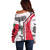 Dominica Flag Off Shoulder Sweater Tribal Turtle Pattern Red and White with Island Stars Design - Wonder Print Shop