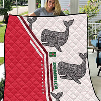Dominica Flag Quilt Tribal Turtle Pattern Red and White with Island Stars Design - Wonder Print Shop
