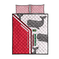 Dominica Flag Quilt Bed Set Tribal Turtle Pattern Red and White with Island Stars Design - Wonder Print Shop