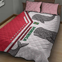 Dominica Flag Quilt Bed Set Tribal Turtle Pattern Red and White with Island Stars Design - Wonder Print Shop