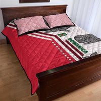Dominica Flag Quilt Bed Set Tribal Turtle Pattern Red and White with Island Stars Design - Wonder Print Shop
