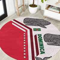Dominica Flag Round Carpet Tribal Turtle Pattern Red and White with Island Stars Design - Wonder Print Shop
