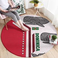 Dominica Flag Round Carpet Tribal Turtle Pattern Red and White with Island Stars Design - Wonder Print Shop