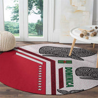Dominica Flag Round Carpet Tribal Turtle Pattern Red and White with Island Stars Design - Wonder Print Shop