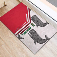 Dominica Flag Rubber Doormat Tribal Turtle Pattern Red and White with Island Stars Design - Wonder Print Shop