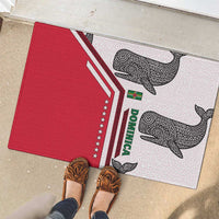 Dominica Flag Rubber Doormat Tribal Turtle Pattern Red and White with Island Stars Design - Wonder Print Shop