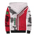 Dominica Flag Sherpa Hoodie Tribal Turtle Pattern Red and White with Island Stars Design - Wonder Print Shop