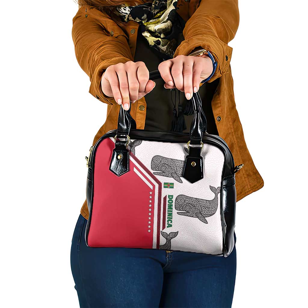 Dominica Flag Shoulder Handbag Tribal Turtle Pattern Red and White with Island Stars Design - Wonder Print Shop