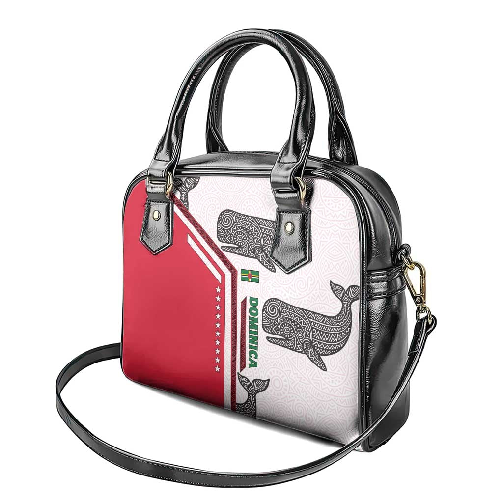 Dominica Flag Shoulder Handbag Tribal Turtle Pattern Red and White with Island Stars Design - Wonder Print Shop