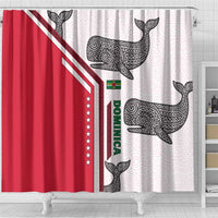 Dominica Flag Shower Curtain Tribal Turtle Pattern Red and White with Island Stars Design - Wonder Print Shop