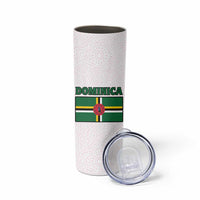 Dominica Flag Skinny Tumbler Tribal Turtle Pattern Red and White with Island Stars Design - Wonder Print Shop