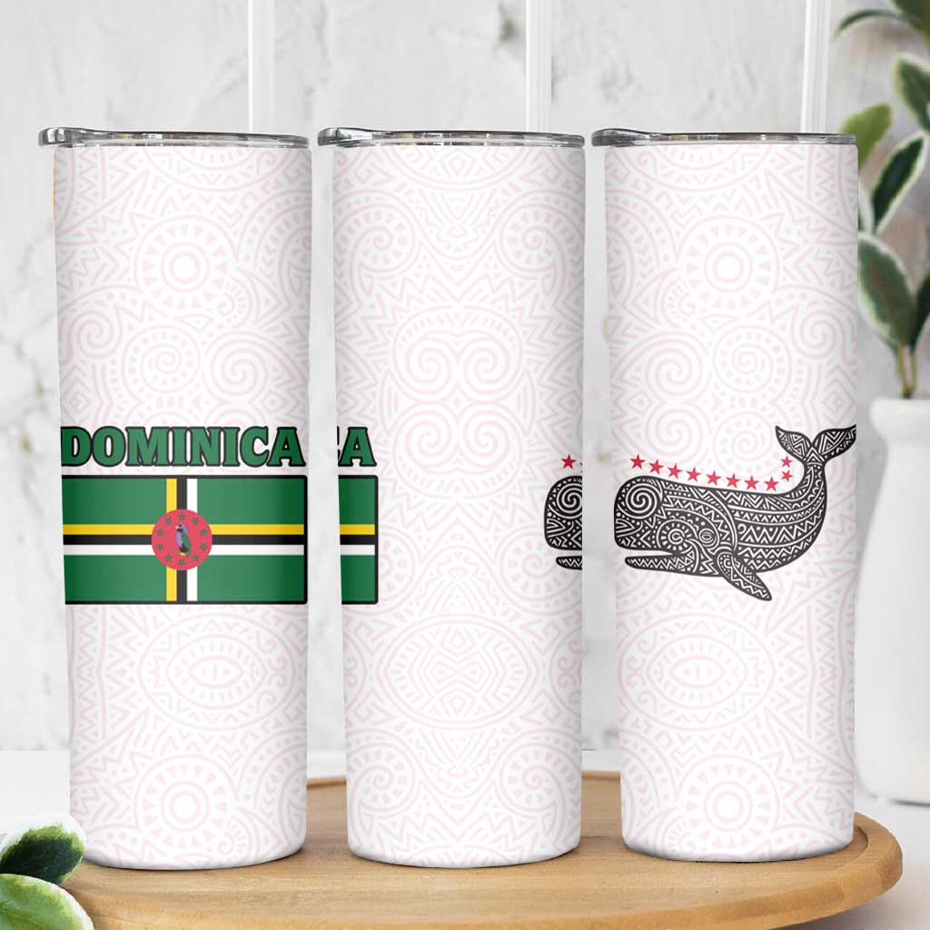 Dominica Flag Skinny Tumbler Tribal Turtle Pattern Red and White with Island Stars Design - Wonder Print Shop