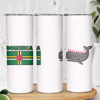 Dominica Flag Skinny Tumbler Tribal Turtle Pattern Red and White with Island Stars Design - Wonder Print Shop