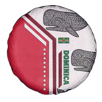 Dominica Flag Spare Tire Cover Tribal Turtle Pattern Red and White with Island Stars Design - Wonder Print Shop